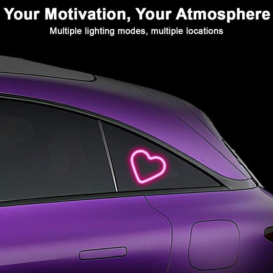 Heart Shaped Car Window Light with Suction Cups Solar Powered